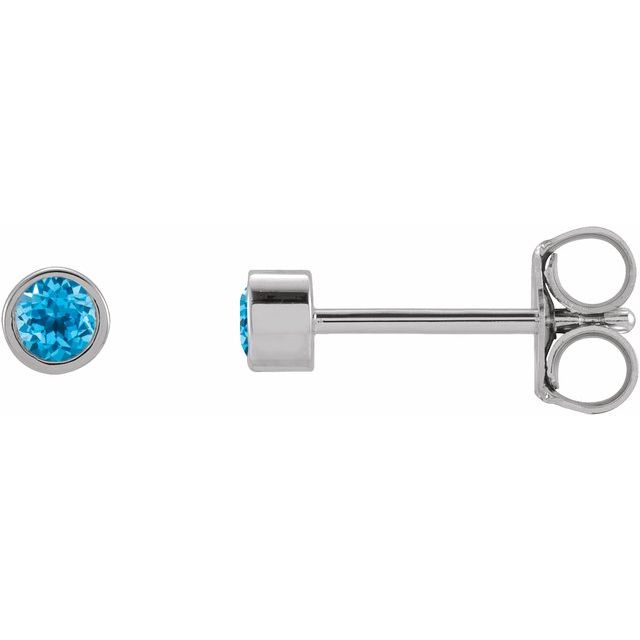 Platinum 2.5 mm Round Natural Swiss Blue Topaz Micro Bezel-Set Earrings