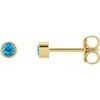 14K Yellow 2 mm Round Swiss Blue Topaz Micro Bezel Set Earrings Ref. 17988144