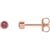 14K Rose 2 mm Round Pink Tourmaline Micro Bezel Set Earrings Ref. 17988170