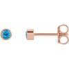 14K Rose 2 mm Round Swiss Blue Topaz Micro Bezel Set Earrings Ref. 17988146