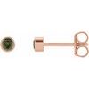 14K Rose 2 mm Round Green Tourmaline Micro Bezel Set Earrings Ref. 17988186