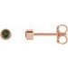 14K Rose 2 mm Round Natural Green Tourmaline Micro Bezel-Set Earrings