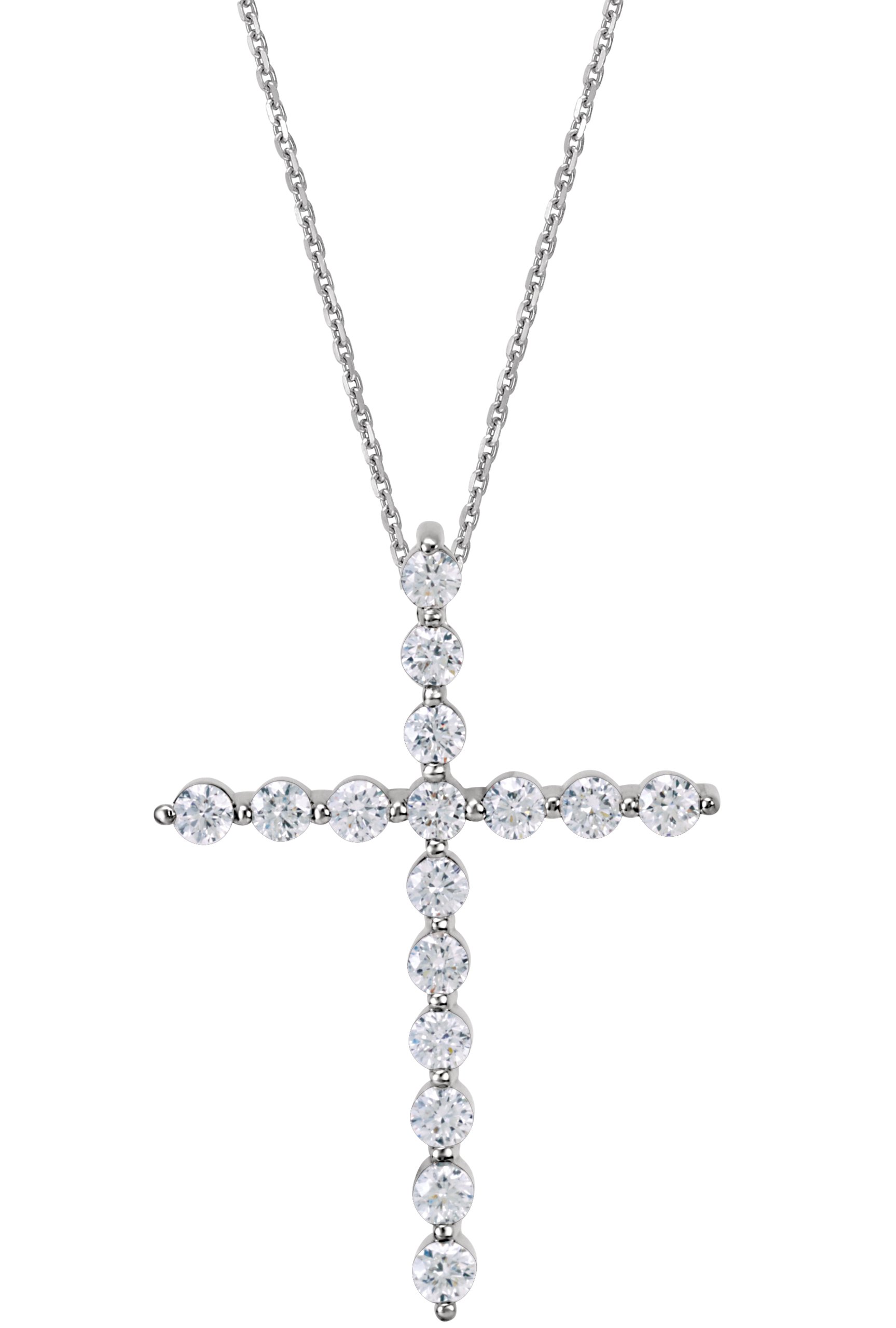 14K White 1 1/4 CTW Diamond Cross 18 Necklace