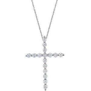 14K White 1 1/4 CTW Natural Diamond Cross 18" Necklace