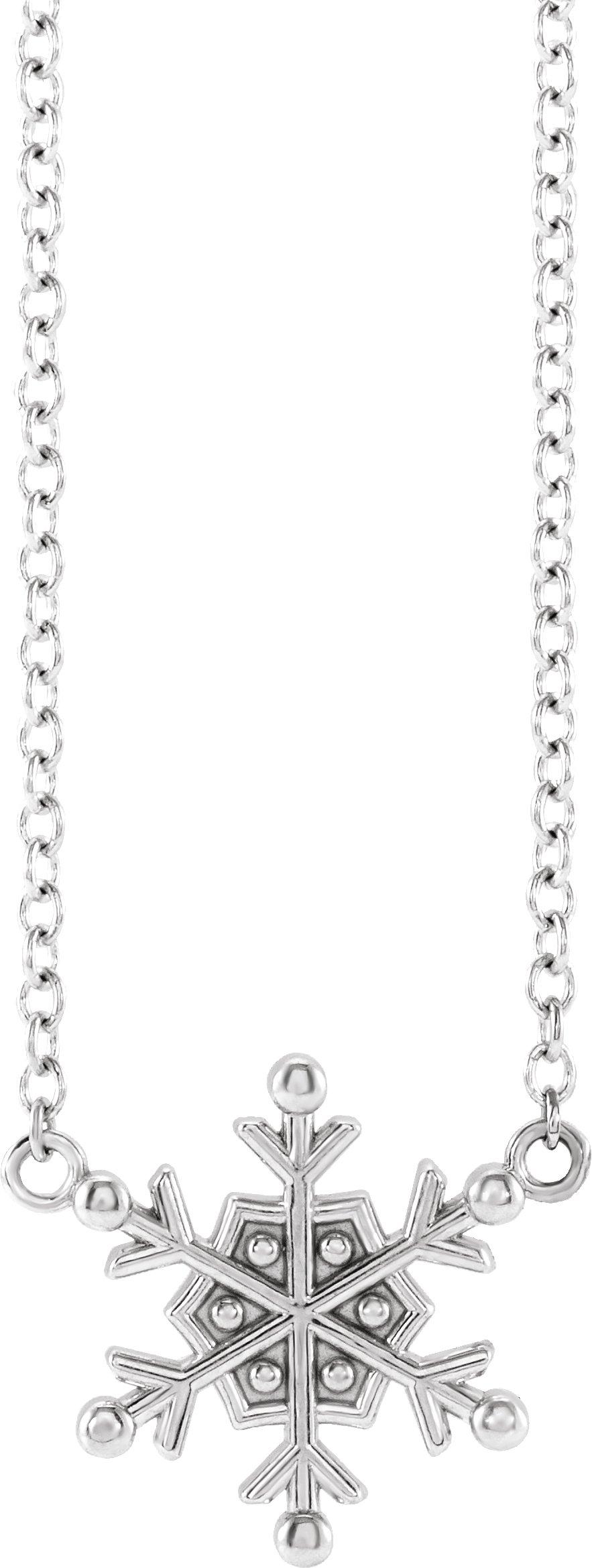 14K White Petite Snowflake 18" Necklace