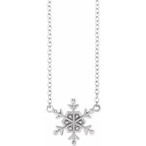 14K White Petite Snowflake 16-18" Necklace