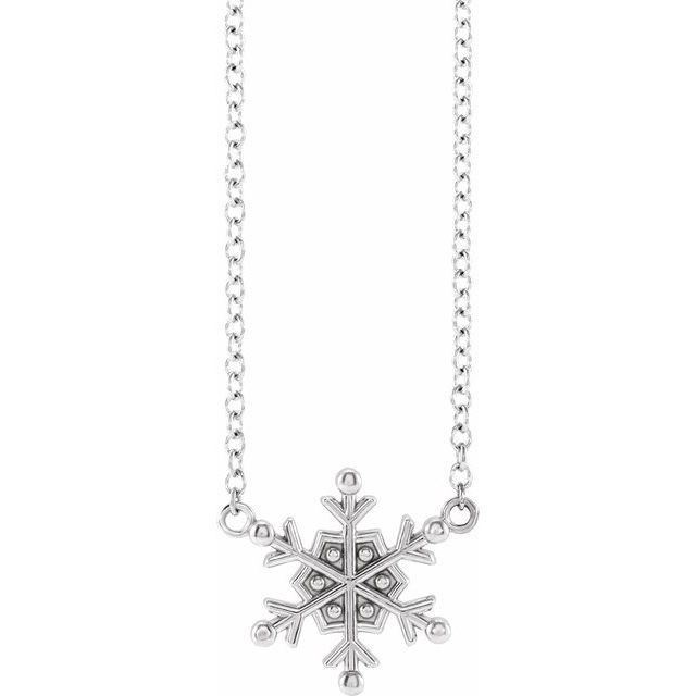 14K White Petite Snowflake 18 Necklace