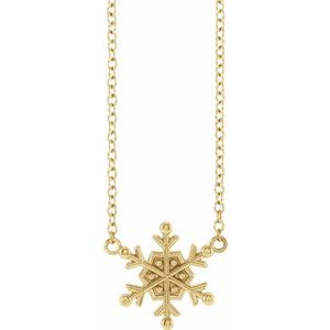 14K Yellow Petite Snowflake 16-18" Necklace