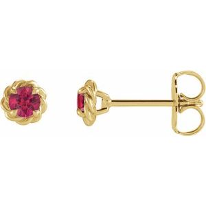 14K Yellow 3 mm Lab-Grown Ruby Claw-Prong Rope Earrings