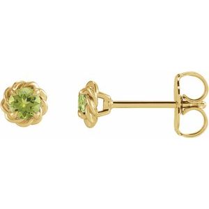 14K Yellow 3 mm Natural Peridot Claw-Prong Rope Earrings