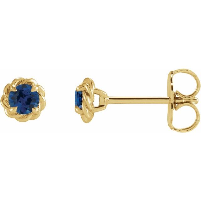 14K Yellow 4 mm Lab-Grown Blue Sapphire Claw-Prong Rope Earrings