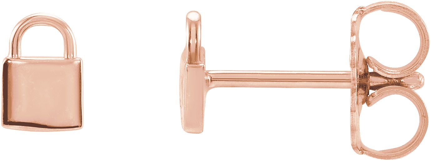 14K Rose Petite Lock Earrings Ref 17963950