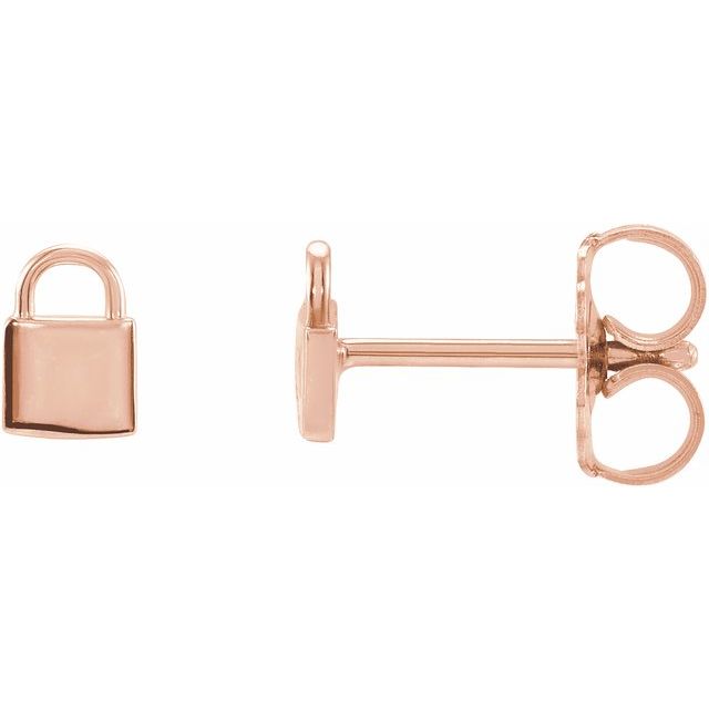 14K Rose Petite Lock Earrings