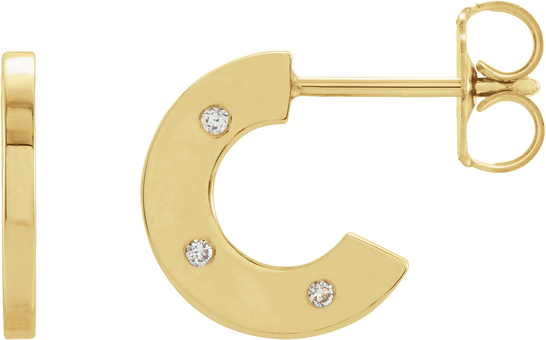 14K Yellow .025 CTW Natural Diamond Flat Hoop Earrings