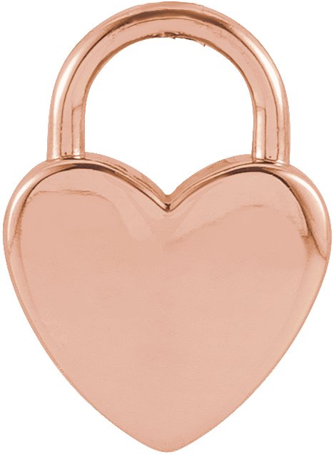 14K Rose Engravable Heart Lock Pendant