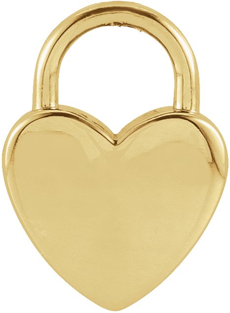 14K Yellow Engravable Heart Lock Pendant