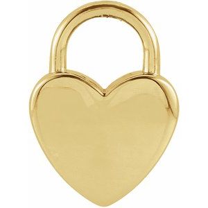 14K Yellow Engravable Heart Lock Pendant