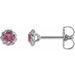 Sterling Silver 4 mm Natural Pink Tourmaline Claw-Prong Rope Earrings