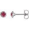 Platinum 4 mm Round Lab Grown Ruby Claw Prong Rope Earrings Ref 17815084