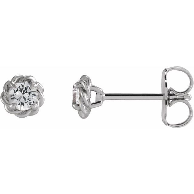 Platinum 5 mm Natural White Sapphire Claw-Prong Rope Earrings
