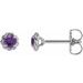 14K White 4 mm Natural Amethyst Claw-Prong Rope Earrings