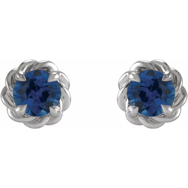 Platinum 5 mm Lab-Grown Blue Sapphire Claw-Prong Rope Earrings