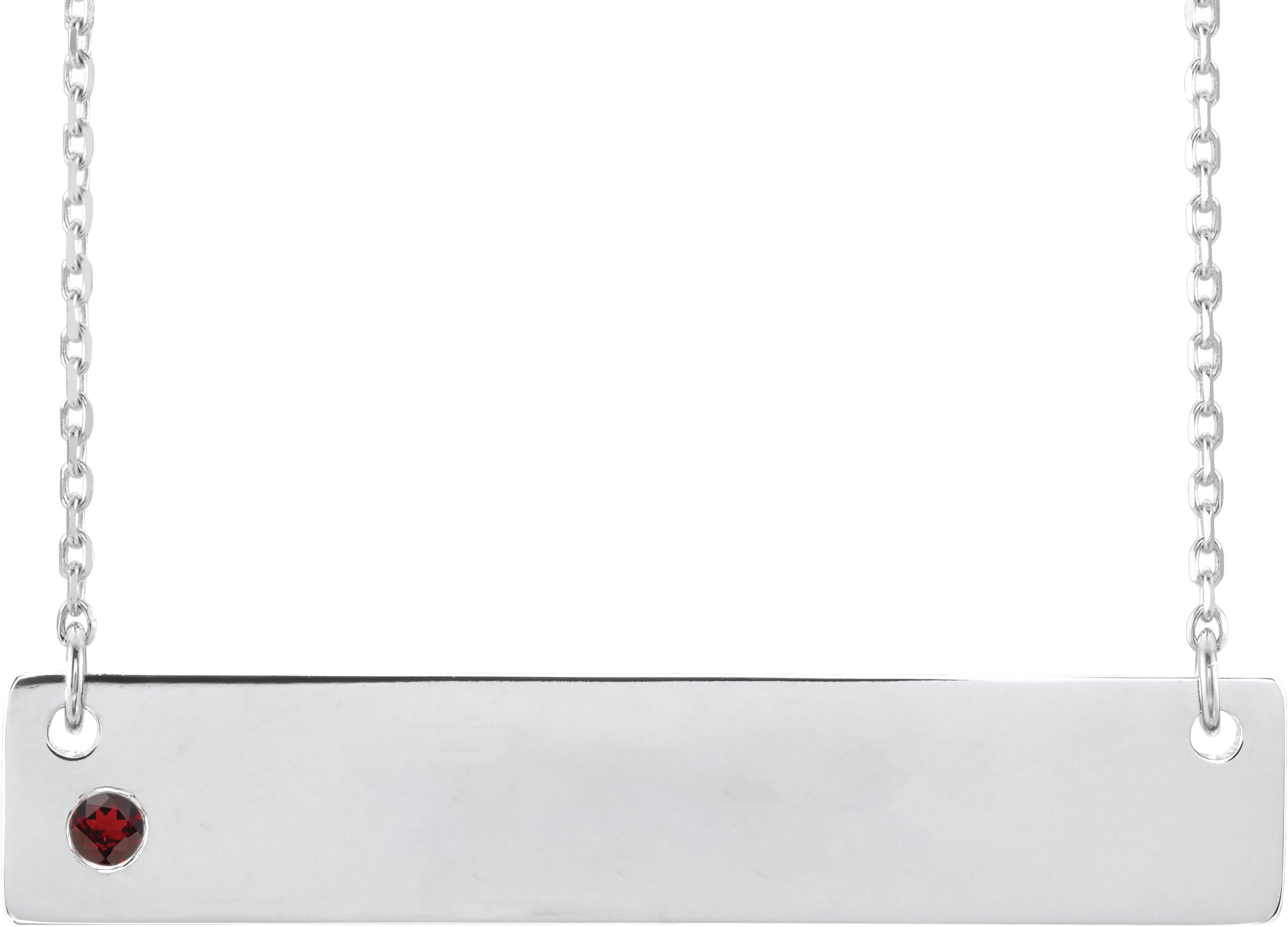 14K White Mozambique Garnet Family Bar 16 18 inch Necklace Ref 16233696