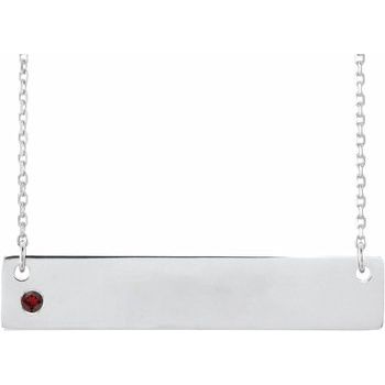 14K White Mozambique Garnet Family Bar 16 18 inch Necklace Ref 16233696