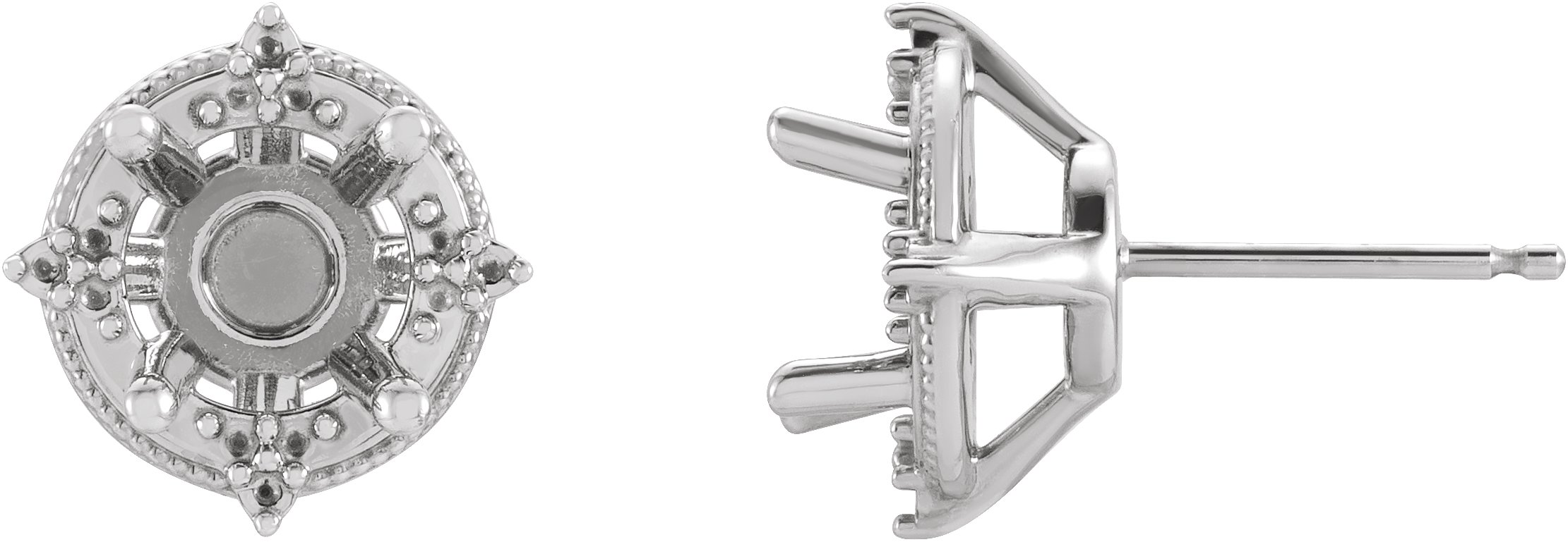 Round 4-Prong Halo-Style Stud Earrings