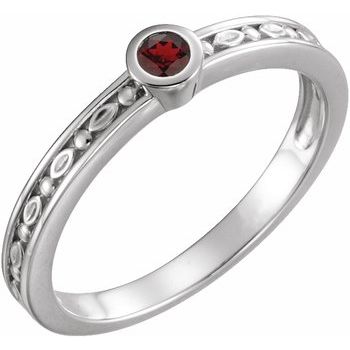 Sterling Silver Mozambique Garnet Family Stackable Ring Ref 16232251