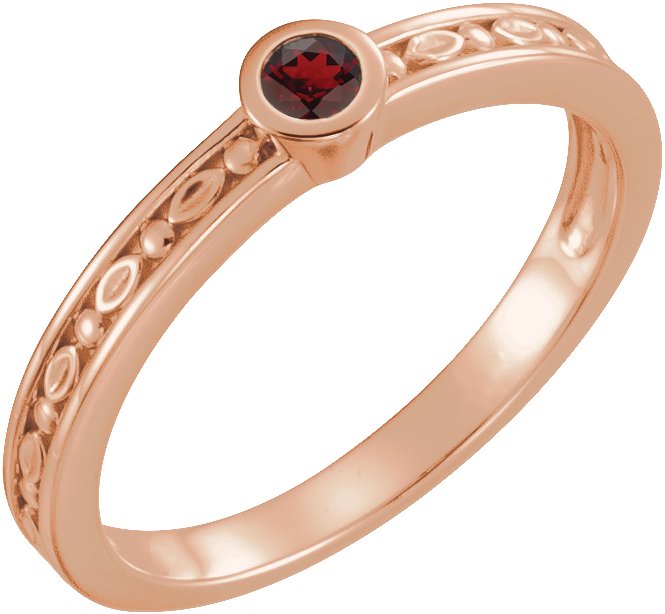 14K Rose Mozambique Garnet Family Stackable Ring Ref 16232250