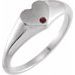 Platinum Natural Mozambique Garnet Heart Signet Ring
