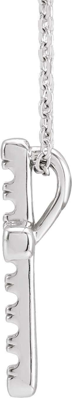 14K White 1.7 mm Round 11-Stone French-Set Cross 16-18