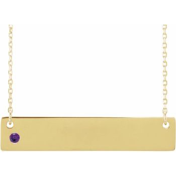 14K Yellow Amethyst Family Bar 16 18 inch Necklace Ref 16233701