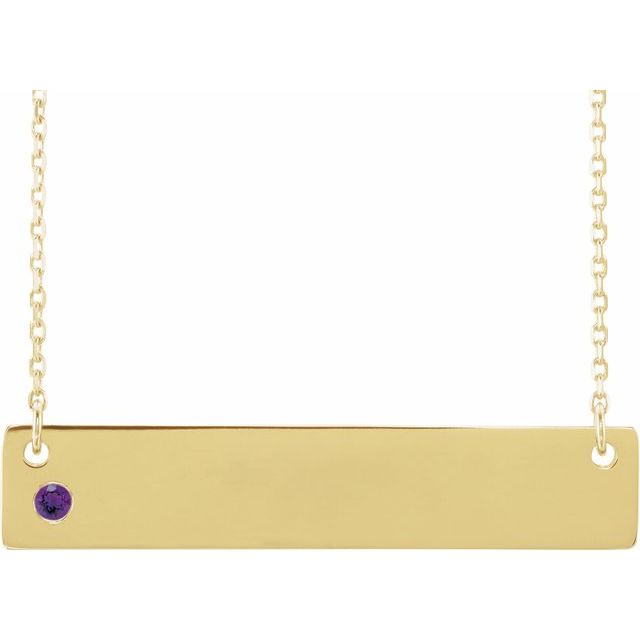 14K Yellow Natural Amethyst Family Bar 16-18" Necklace