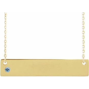 14K Yellow Aquamarine Family Bar 16 18 inch Necklace Ref 16233705