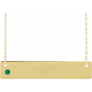 14K Yellow Emerald Family Bar 16 18 inch Necklace Ref 16233713