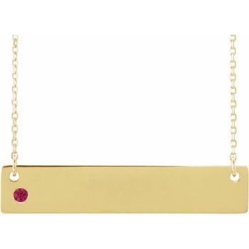 14K Yellow Ruby Family Bar 16 18 inch Necklace Ref 16233721