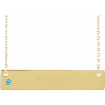 14K Yellow Blue Zircon Family Bar 16 18 inch Necklace Ref 16233741