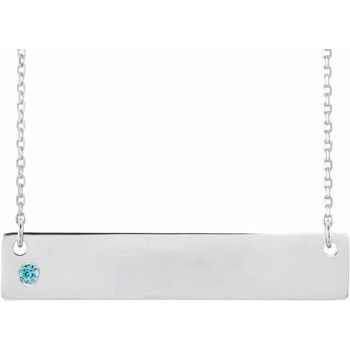 14K White Blue Zircon Family Bar 16 18 inch Necklace Ref 16233740