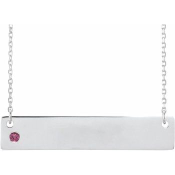 Sterling Silver Pink Tourmaline Family Bar 16 18 inch Necklace Ref 16233735