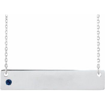 Sterling Silver Chatham Lab Created Blue Sapphire Family Bar 16 18 inch Necklace Ref 16233763