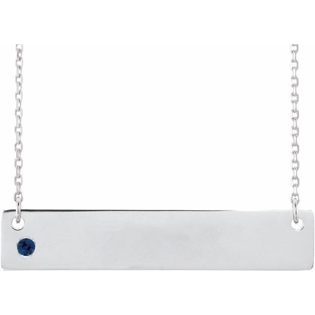 Sterling Silver Natural Blue Sapphire Family Bar 16-18" Necklace