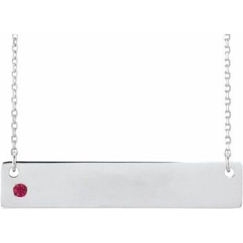 Sterling Silver Chatham Lab Created Ruby Family Bar 16 18 inch Necklace Ref 16233759