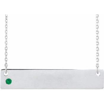 Sterling Silver Emerald Family Bar 16 18 inch Necklace Ref 16233715