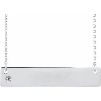 14K White Sapphire Family Bar 16 18 inch Necklace Ref 16233744