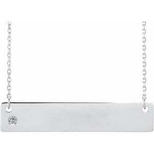 Sterling Silver Natural White Sapphire Family Bar 16-18" Necklace