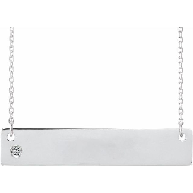 Sterling Silver Natural White Sapphire Engravable Bar 16-18