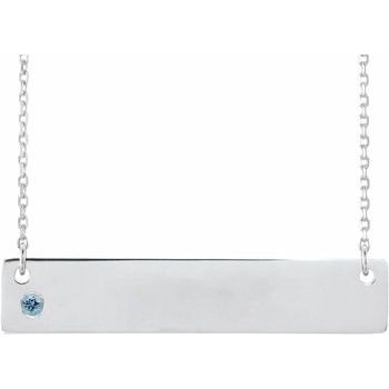 14K White Aquamarine Family Bar 16 18 inch Necklace Ref 16233704
