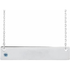 Sterling Silver Aquamarine Family Bar 16-18" Necklace 